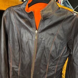 Chicos women’s leather and suede reversible jacket